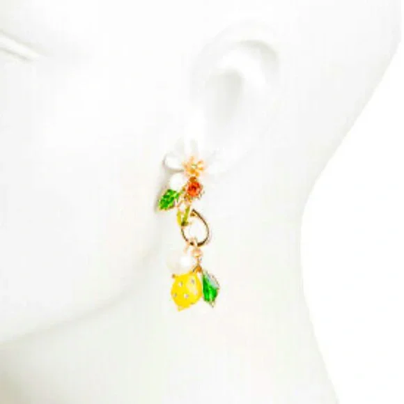 New Betsey Johnson Lemon Mismatched Earrings - Picture 3 of 8